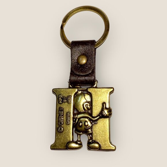 Disney Brass Keychain Featuring Mickey Mouse On Letter H - Picture 2 of 3